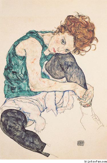 エゴン・シーレ『膝を立てて座る女性』1917年 プラハ国立美術館