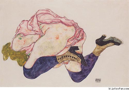 エゴン・シーレ『頭を下げてひざまずいて』1915年 レオポルト美術館