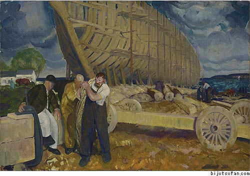 ジョージ・ベローズ『船大工』1916年 イェール大学美術館