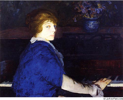 ジョージ・ベローズ『ピアノを弾くエマ』1914年 クライスラー美術館